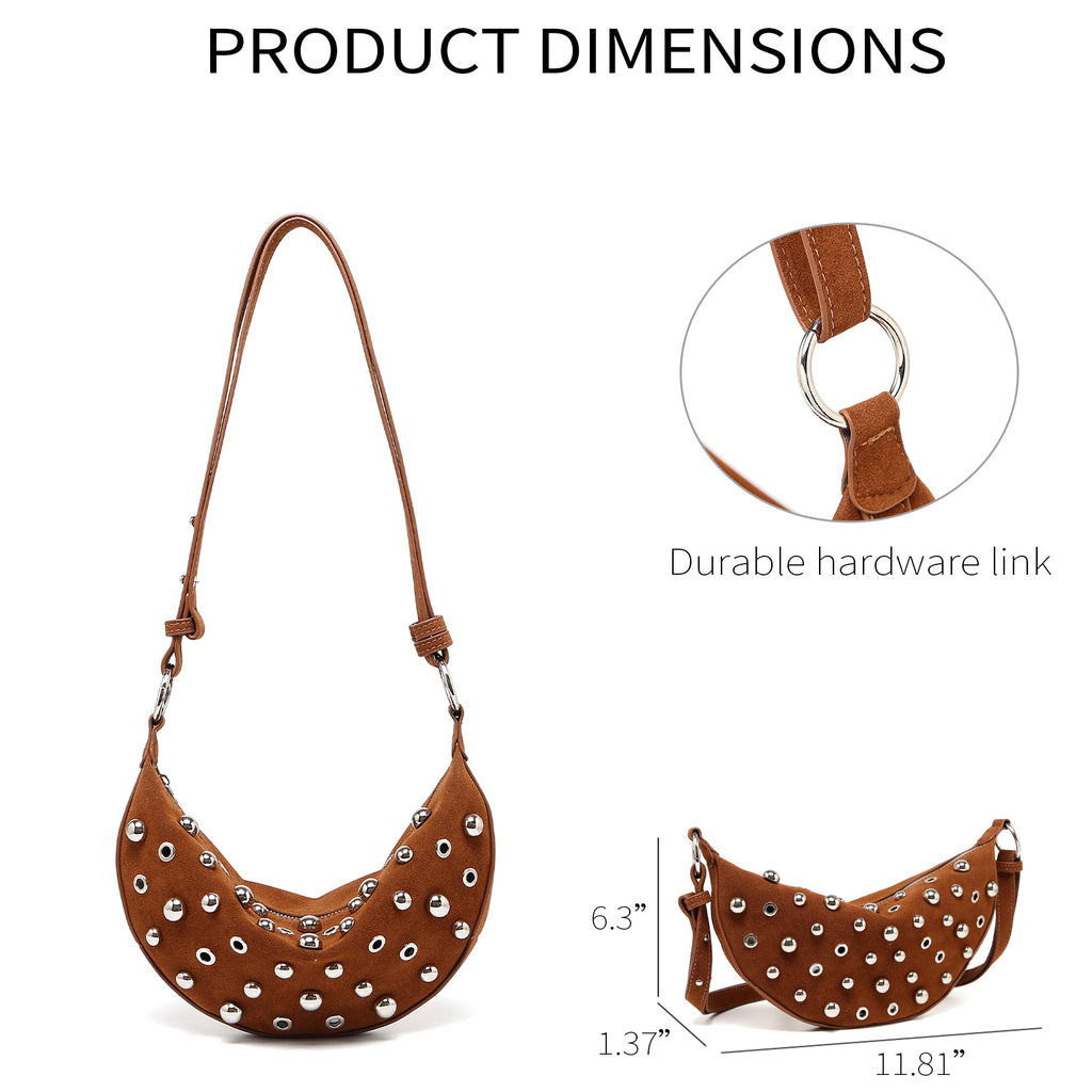 Fashion Retro Rivet Crossbody Bag Metallic Matte Bag