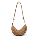 Fashion Retro Rivet Crossbody Bag Metallic Matte Bag