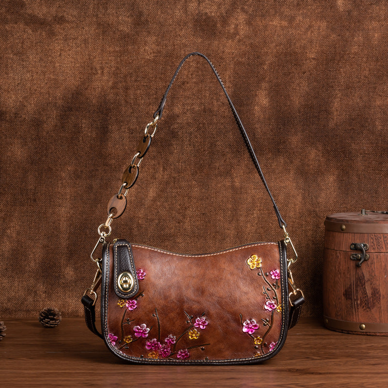 Retro First-Layer Cowhide Simple Shoulder Bag