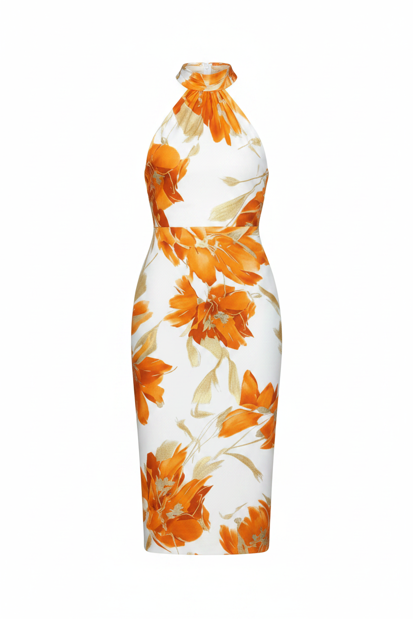 Sexy Printed Halter-neck Dress For Women
