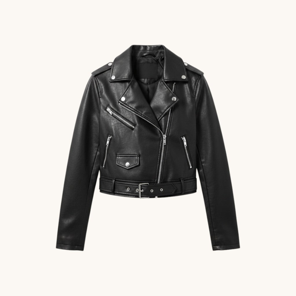 Lapel Leather Jacket Cardigan