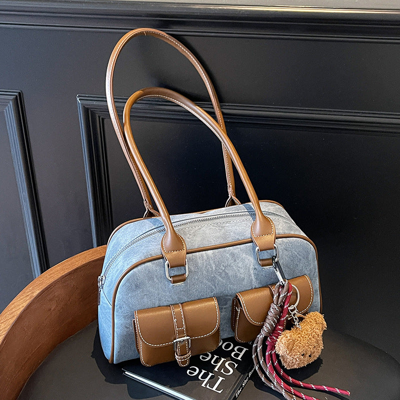 Retro Niche Color-block Commuter Handbag