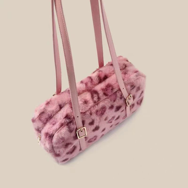 Womens Versatile Furry Shoulder Tote Bag