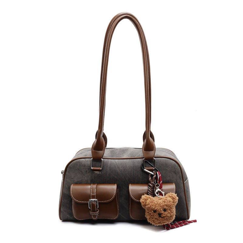 Retro Niche Color-block Commuter Handbag