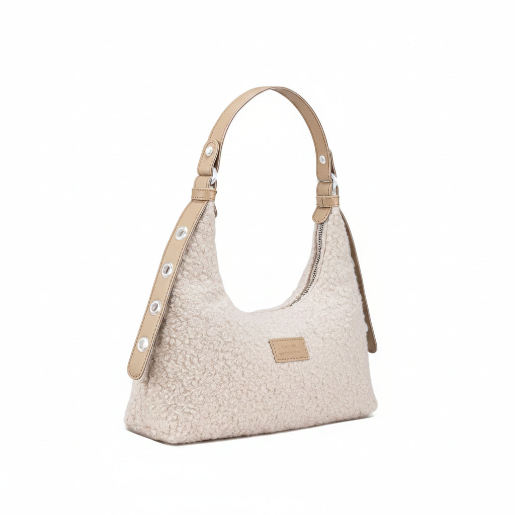 Woven Faux Fur Baguette Shoulder Bag For Women