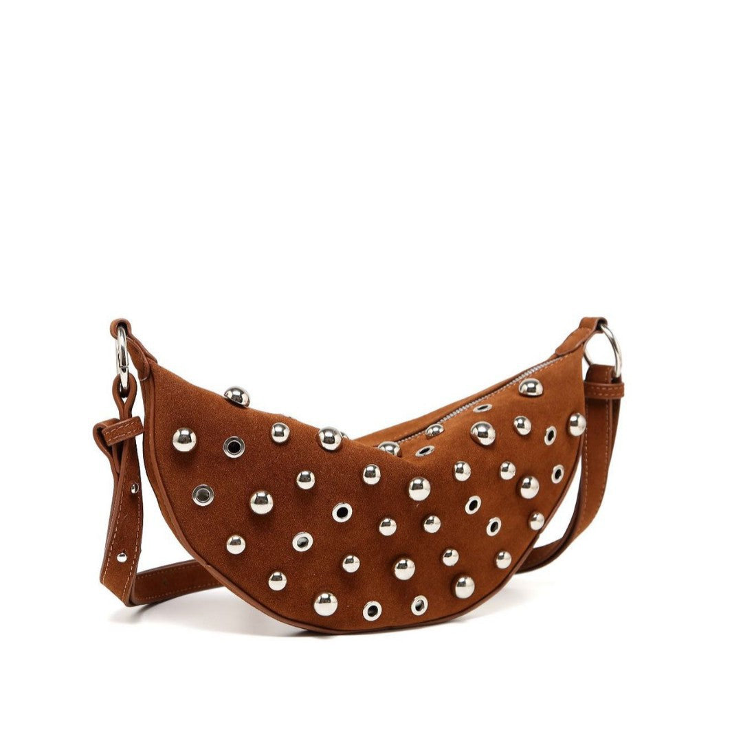 Fashion Retro Rivet Crossbody Bag Metallic Matte Bag