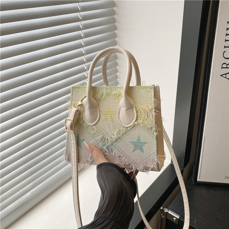 Single-shoulder Denim Plaid Crossbody Bag