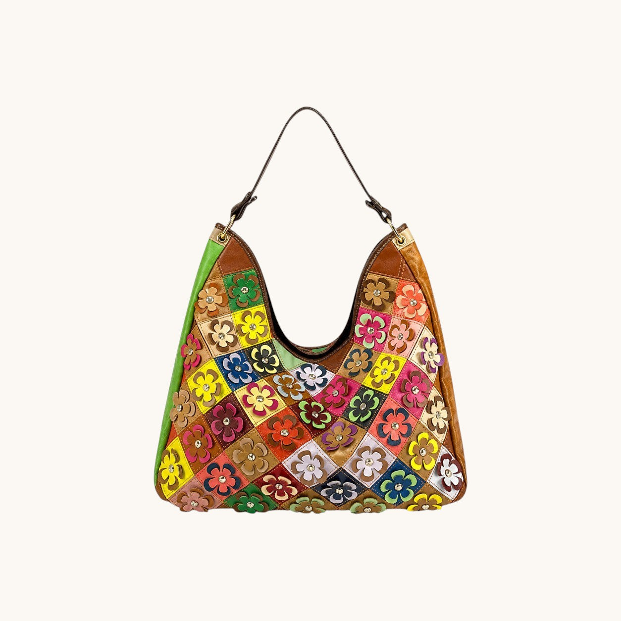 Color-Blocked Leather Bag