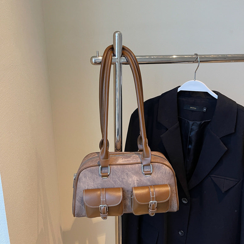 Retro Niche Color-block Commuter Handbag