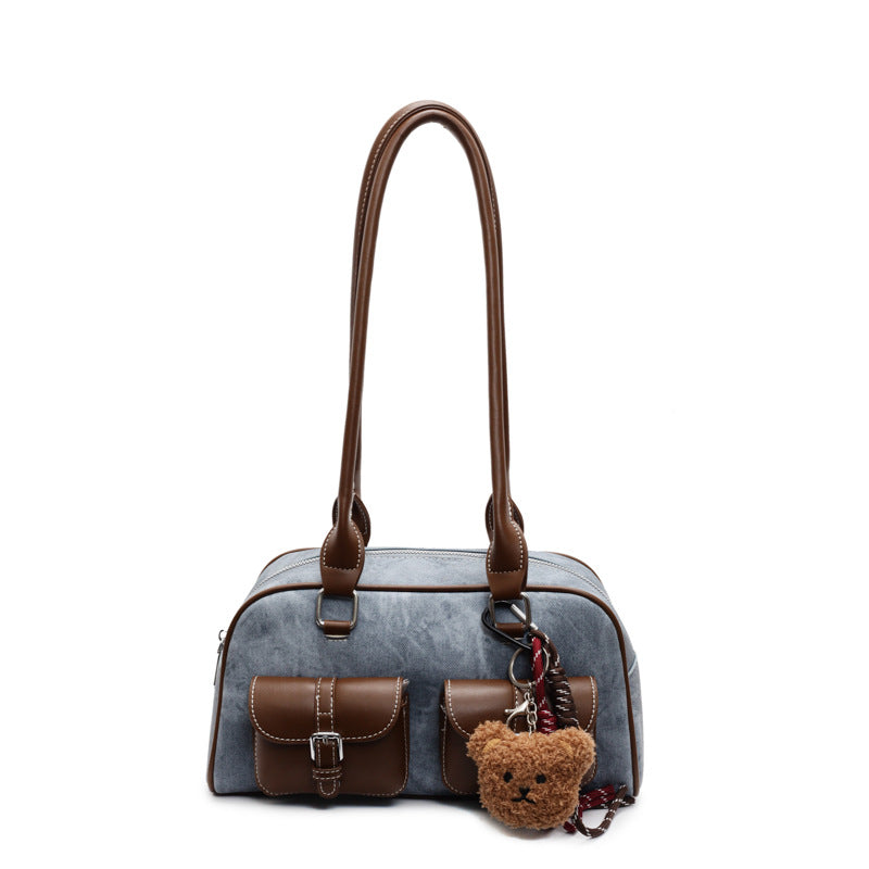 Retro Niche Color-block Commuter Handbag