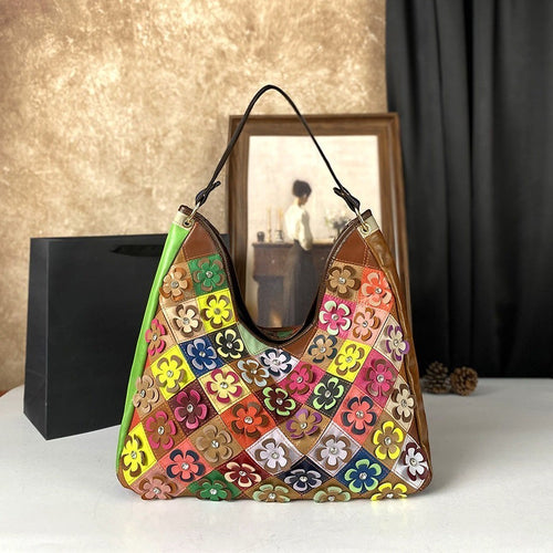 Color-Blocked Leather Bag