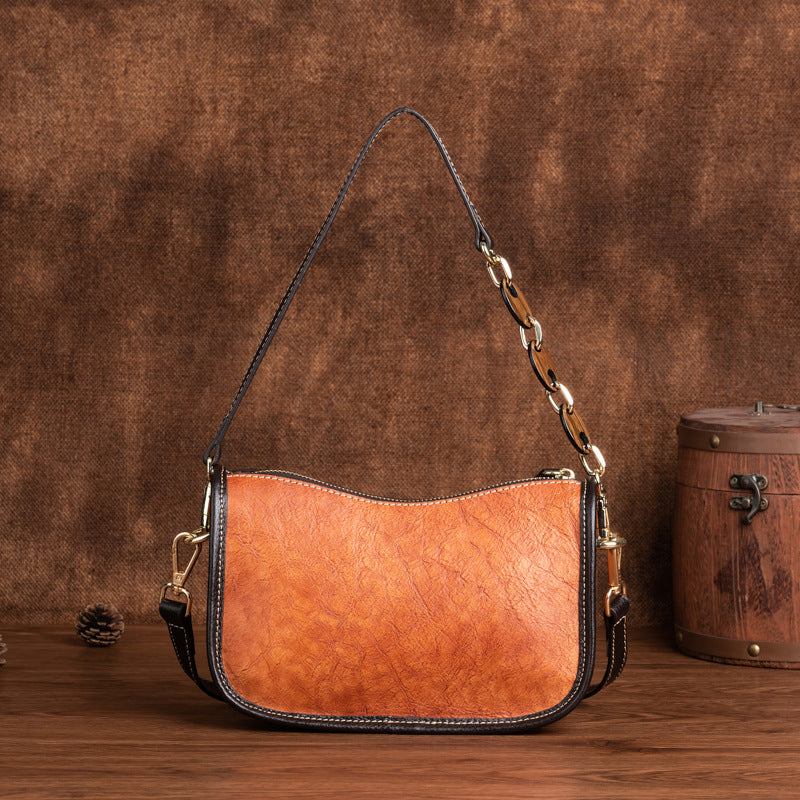 Retro First-Layer Cowhide Simple Shoulder Bag