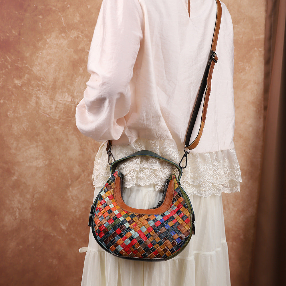 Jane - Women's Woven Full-Grain Leather Bag