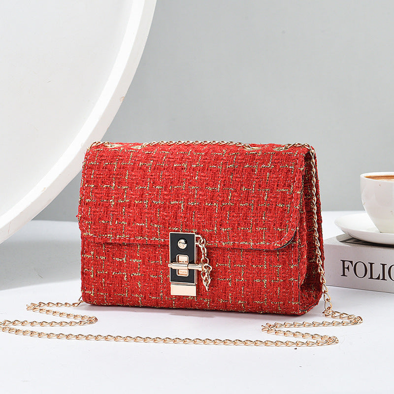 Versatile Gold Silk Contrast Color Bag