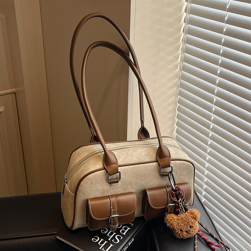 Retro Niche Color-block Commuter Handbag
