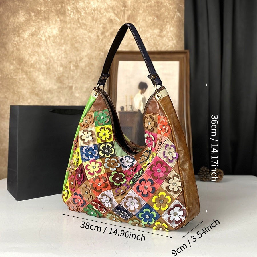 Color-Blocked Leather Bag