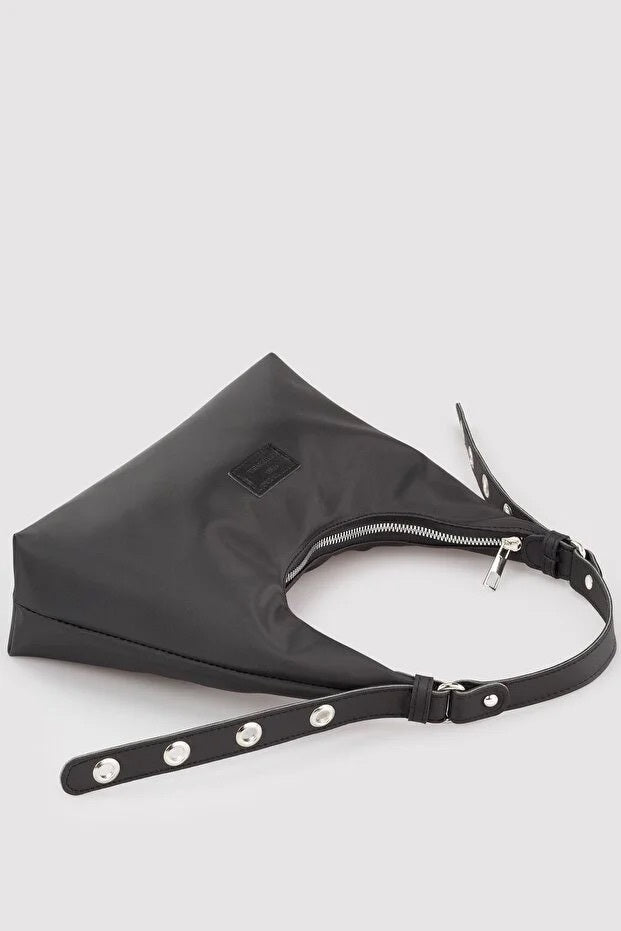 Black Baguette Shoulder Bag For Women