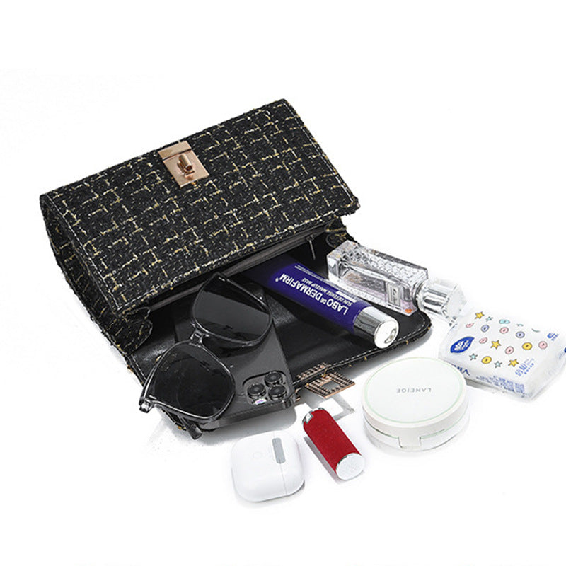 Versatile Gold Silk Contrast Color Bag