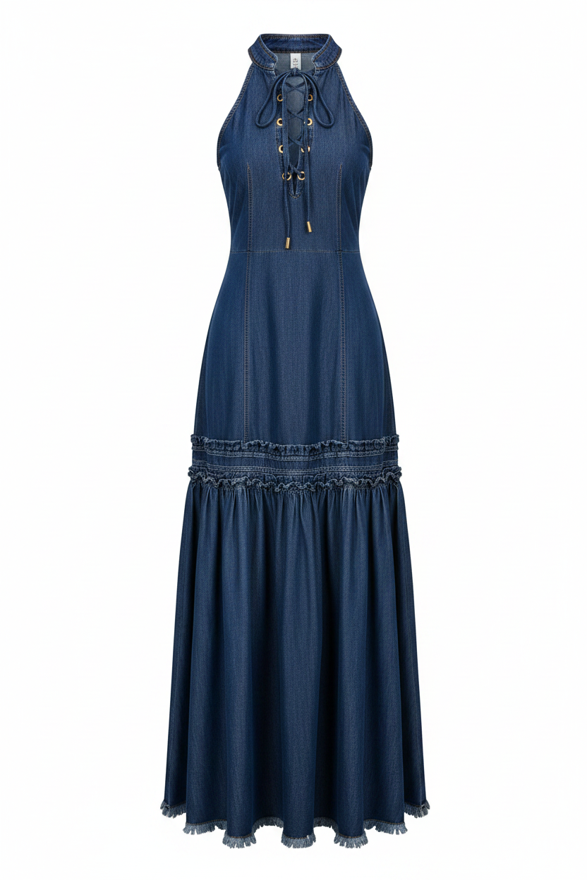 Womens Casual Sleeveless Denim Mermaid Dress